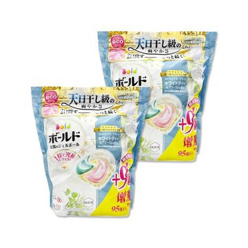 (2袋190顆超值組)日本P&G-Bold強洗淨4合1消臭柔軟香氛洗衣凝膠球95顆/袋-白茶鈴蘭香(綠)(室內晾曬不挑機型,祛黃潔白柔順洗衣洗衣球)
