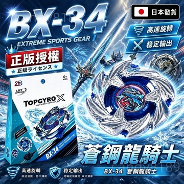 【日本發貨】戰鬥陀螺 BeybladeX BX-34 鋼鐵蒼龍騎士 蒼鋼龍騎士 蒼穹龍騎士爆改 X世代 高速追擊