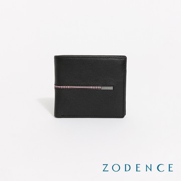 ZODENCE KIRK進口真皮格紋9卡證件窗短夾-黑