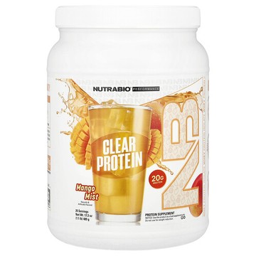 NutraBio, 表現提升，透明蛋白質，芒果迷霧，1.1 磅（489 克）