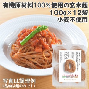 ササニシキの玄米麺（細麺）有機原材料100%使用 100g×12袋 グルテンフリー