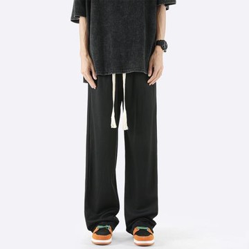 冰絲褲子男款夏季薄款透氣速干運動褲垂感闊腿拖地褲男士休閑長褲