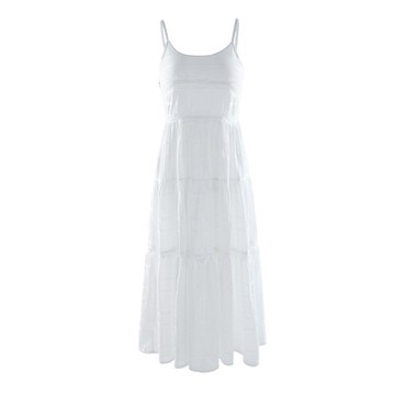 長洋裝吊帶連身裙-露背蕾絲花邊白色女裙子74ag37【獨家進口】【米蘭精品】