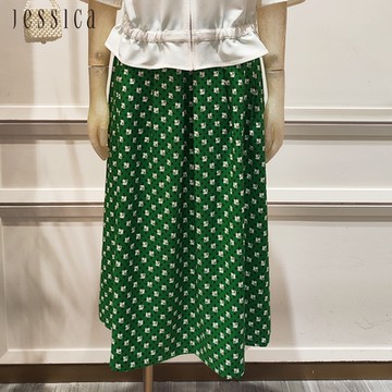 JESSICA - 百搭亮麗抽象印花寬鬆長裙G43102