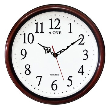 A-ONE 金吉星 超靜音復古掛鐘 TG-0590  紅棕色/白色