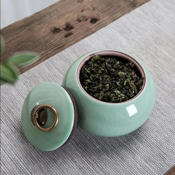 陶瓷茶葉罐青瓷密封存儲物罐普洱紅花綠茶葉包裝罐【步行者戶外生活館】P