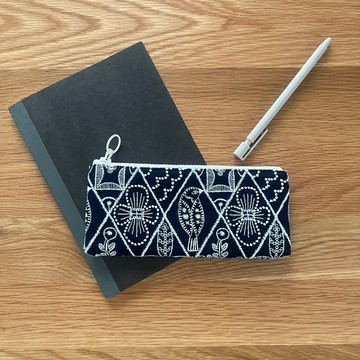 mina perhonen symphony 動物刺繡筆袋 靛藍色