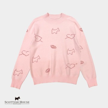 【SCOTTISH HOUSE】甜美粉俏皮印花圓領針織上衣CHT11417