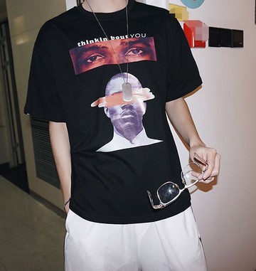 FINDSENSE H1 2018 夏季 新款 個性人物印花 純棉  半袖  時尚 短袖 T恤  潮男