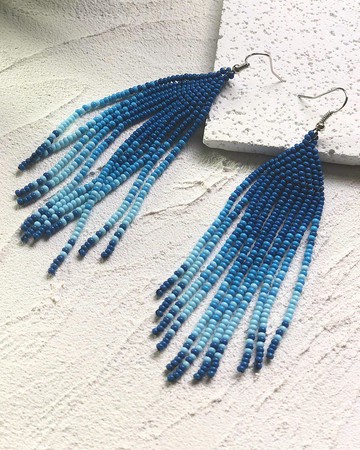 亞馬遜寬恕耳環 - 羽紋藍色漸層