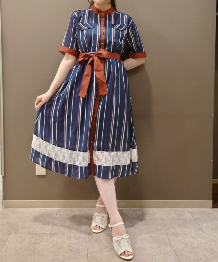 アクシーズファム】 レース切替ワンピース レディース ネイビー F axes femme 通販 LINEポイント最大1.0%GET |  LINEショッピング