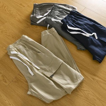 滿分推薦！天然棉麻！外貿男裝工廠剪標尾貨夏季休閑口袋工裝長褲