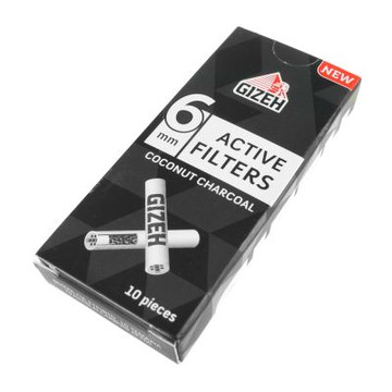 【GIZEH】德國進口~Active Filter 6mm活性碳(椰子炭)加長型濾嘴/濾心-10粒裝