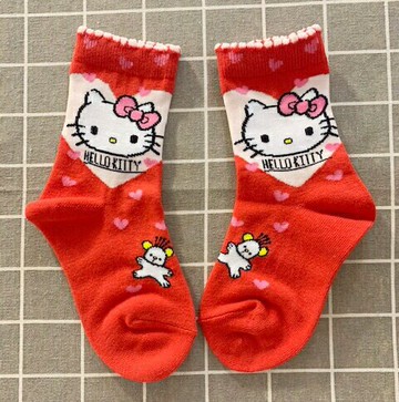 【震撼精品百貨】Hello Kitty 凱蒂貓 三麗鷗 KITTY兒童襪子(14 19CM)-紅心#52897 震撼日式精品百貨