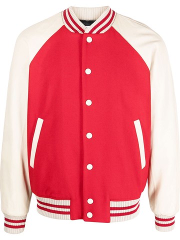 PT Torino - striped bomber-jacket - men - Virgin Wool/Polyamide/other fibers/Calf Leather/Polyester - 48 - Red