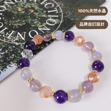 【一抹光Spark】 上陽花 漸層紫水晶 x 紫玉晶 x 紅膠花 設計款 水晶手串