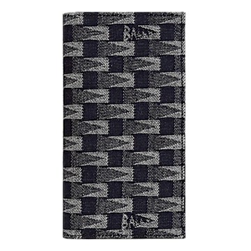 BALLY PNT 幾何LOGO緹花織布對開式長夾(午夜藍)