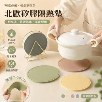 【台灣出貨】🔥隔熱墊 北歐餐墊 家用廚房矽膠隔熱墊 圓形隔熱墊 耐高溫厚款杯墊 餐桌墊 莫蘭迪色餐桌墊 隔熱墊 矽膠杯墊