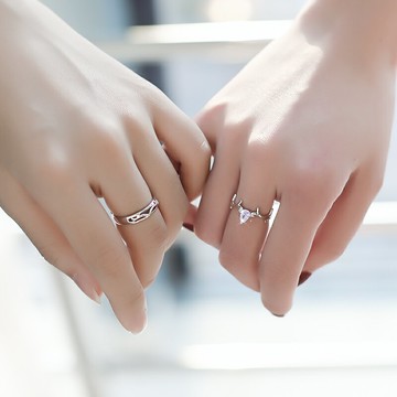 925純銀一路有你情侶款戒指男對戒女一對學生新年情人節禮物簡約