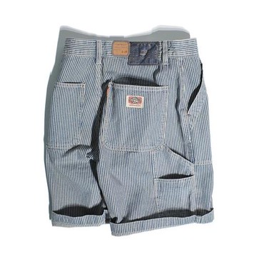 重磅Wabash藍白條紋多袋短褲機車