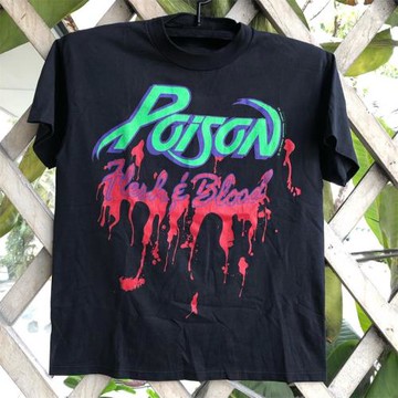 Poison樂隊硬核搖滾朋克風短袖美式街頭oversize男女質感潮流T恤