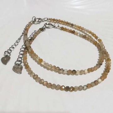 天然月光石 太陽石|925銀 極細手鍊 手作 客製化