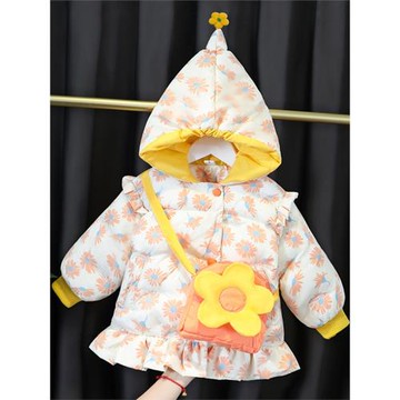 女童冬季羽絨棉服新款兒童夾棉棉衣嬰兒冬裝棉襖一歲寶寶加厚外套