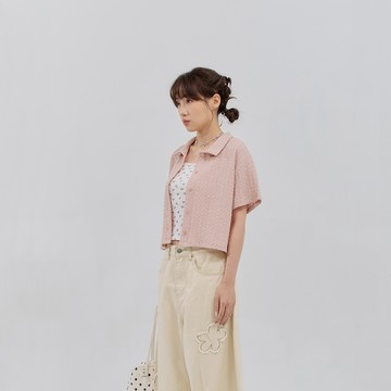 QUEENSHOP_S 女裝 短袖 皺皺造型紋理短版襯衫 三色售 現+預 【01025731】