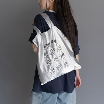 P/D幽靈 銀色幽靈貓咪印圖肩背包