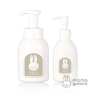 【廠商直送】Mamagokoro 嬰兒保濕植萃洗潤組(洗髮沐浴露250ml+潤膚乳200ml)