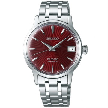 seiko SK037 精工錶 Presage 4R35-02T0R(SRP853J1) 調酒師弧面玻璃機械腕錶/紅面34mm｜樂天領券現折★全館特惠中★指定刷卡回饋10%