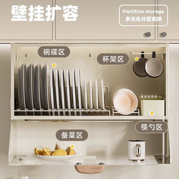免運 最低價 碗盤櫥櫃 廚房調料置物架多功能壁掛吊櫃下方櫥櫃調料品碗碟備菜盤收納S048快速出貨