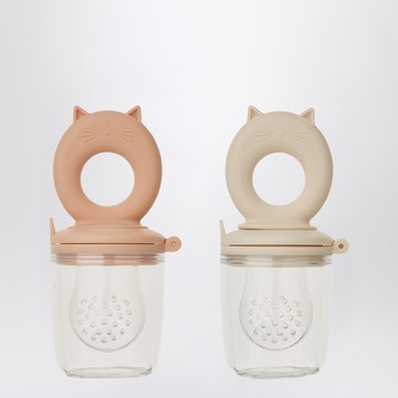 Set of two Miranda food containers in pink/ecru