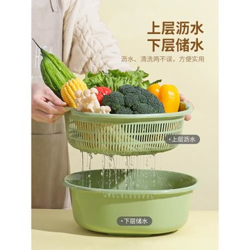 洗菜盆瀝水籃大號菜籃子家用洗菜籃廚房2025新款雙層塑料大號加厚