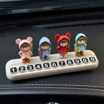 熱銷🔶可愛卡通人物臨時停車號碼牌挪車電話牌中控裝飾擺件DIY 汽車電話號碼牌 臨時停車號碼牌 挪車移車停車牌 汽車裝飾