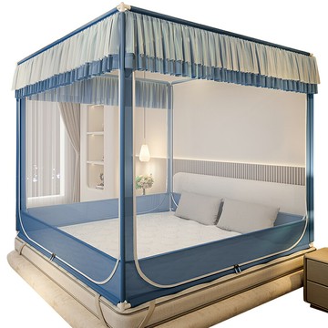 蚊帳 方形蚊帳 全底蚊帳防摔兒童2024新款家用臥室坐床式蒙古包拉鏈2024方形紋賬【CM24912】