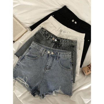 大碼胖mm秋季寬松高腰顯瘦小個子闊腿褲子破洞辣妹復古牛仔短褲女