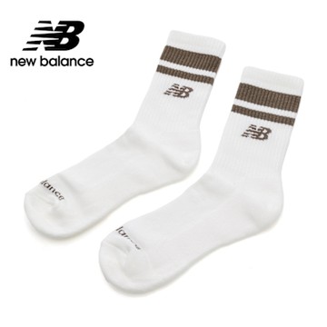 【New Balance】條紋中長襪_中性_白褐色_LAS51241DOK