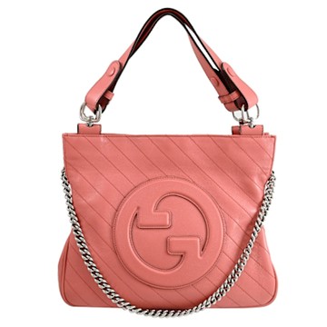 GUCCI Blondie 雙G LOGO車線皮革兩用包(粉 小號)