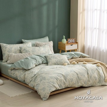HOYACASA 精梳棉兩用被床包組(天絲入棉30%)｜日光蔓薏｜(雙人/加大)