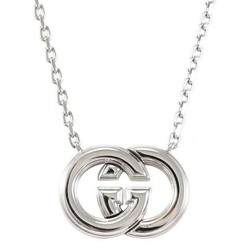 GUCCI Interlocking G 經典雙G LOGO磁吸互扣式項鍊(銀)