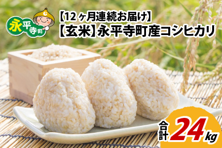  令和5年度産 永平寺町産 コシヒカリ 2kg×12ヶ月（計24kg） [E-033055]