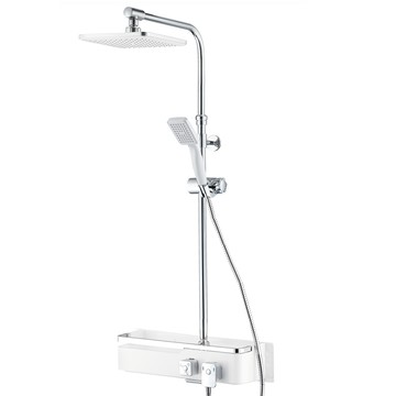 Mirinae 智能 免打孔 帶置物架 頂噴花灑  總高1350mm  花灑臂長440mm  蓮蓬頭軟管長1.5m  白色