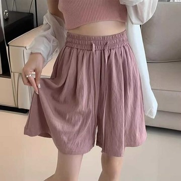 🚀台灣出貨虧本衝評🚀日本🇯🇵 冰絲垂感短褲女生夏季薄款松緊腰寬松大碼直筒涼涼直簡闊腿五分褲