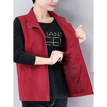 純棉春秋薄款小馬甲背心2025新款中老年媽媽寬松短款外穿馬夾坎肩