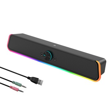 新款電腦音箱臺式有線長條重低音發光接耳機游戲立體電腦音響批發【Snowbelle優選】