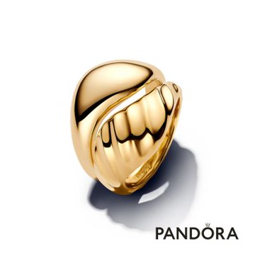 【Pandora 官方直營】自然波紋疊戴戒指