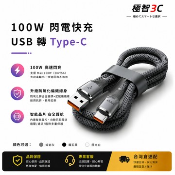 ⚡臺灣出貨⚡100W超级闪充線 TypeC充電線PD快充線Usb傳輸線 1米/2米 適用平果 安卓三星VIVO編織線加粗