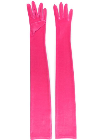 Alexandre Vauthier - velvet-effect opera-length gloves - women - Polyester/Spandex/Elastane - One Size - Pink