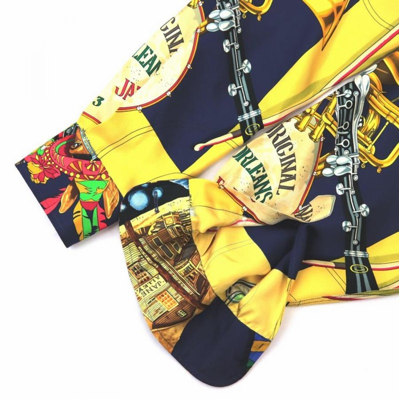 美品 エルメス ヴィンテージ ニューオリンズジャズ 総柄シルク